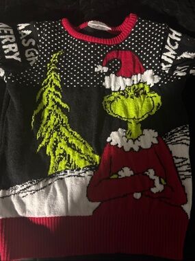 Kids' Grinch Holiday Sweater - Black, Red, Green